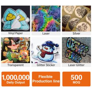 Op maat gemaakte holografische glitter sticker met gestanste vorm, zelfklevende vinyl, decoratieve PVC sticker, promotionele reclame logo sticker - Product Image 5