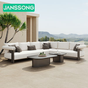 Set Sofa Mewah Modern Bentuk L dari Aluminium, Set Sofa Luar Ruangan, Furnitur Taman, Furnitur Pinggir Kolam Renang dari Logam, Sofa Taman Luar Ruangan - Product Image 3