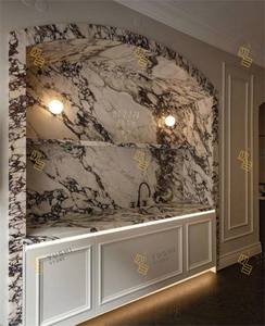 جزيرة مطبخ من رخام كالاكاتا فيولا على الطراز الأوروبي من يوشي، خزائن رخامية قابلة للتخصيص لديكور الفنادق والفلل الداخلي - Product Image 5