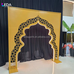 Arco Decorativo LEDA Estilo Indio con Patrón Tallado, Desmontable, Color Dorado, de Hierro, para Decoración de Eventos y Bodas - Product Image 5