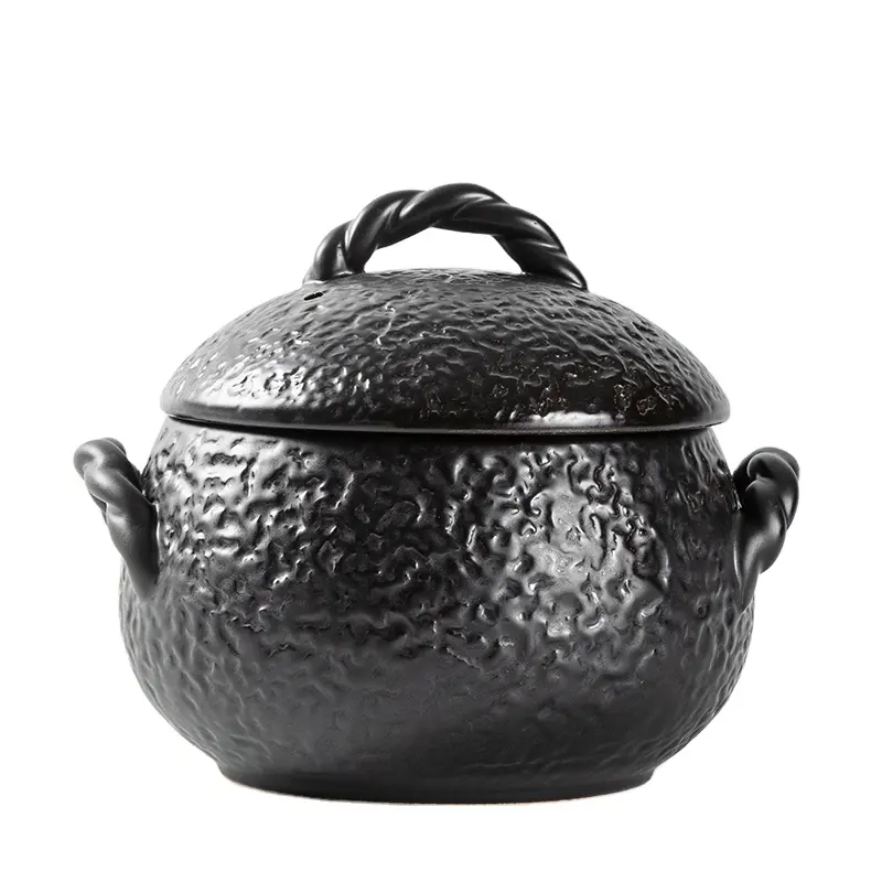 Estufa de gas de porcelana, cazuela de cerámica con tapa para sopa doméstica