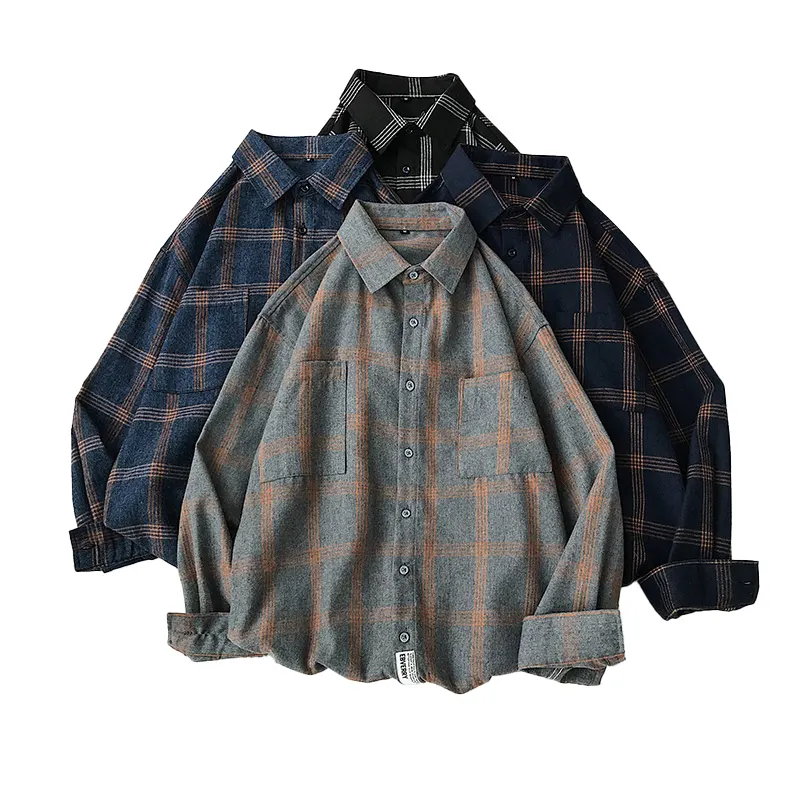 Customized Private Logo Comfortable Long Sleeve Casual Men's High-Quality Autumn Warm Classic Flannel Shirt
