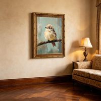 Tableau mural vintage en toile avec cadre doré, motif moineau, décoration d'intérieur, échantillons OEM ODM prêts en moins d'une journée