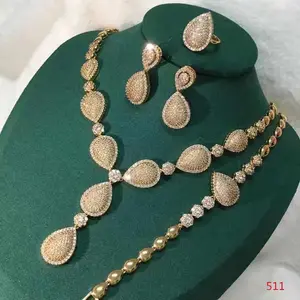 Xuping Jewelry New Elegant High End Luxury Bridal Dinner Party Gemstone Indian Wedding Jewelry Set