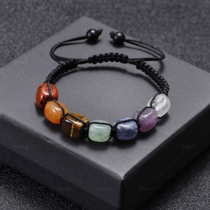 Mode hommes femmes naturel oeil de tigre pierre perle Bracelet bijoux réglable tissé à la <span class=keywords><strong>main</strong></span> Agate cristal Bracelet - Product Image 5