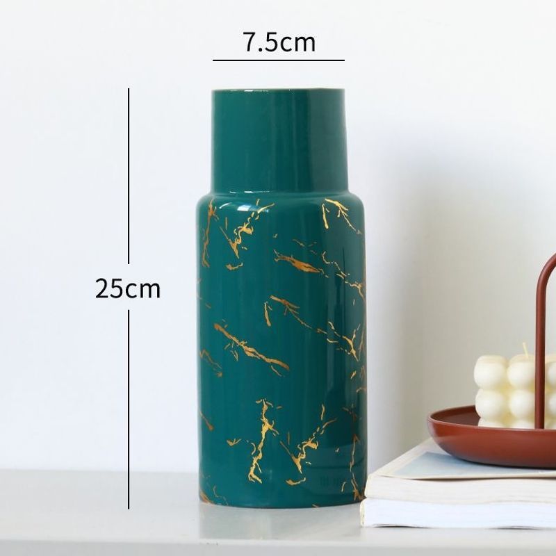 Vase doré, vert, 25 cm de haut