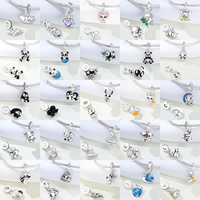 Perles en laiton plaqué argent de haute qualité OEM ODM, pendentifs animaux (éléphant, panda, écureuil), accessoires de bracelet DIY en cuivre