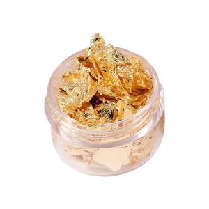 Best price Three colours/set Gold Leaf Flakes Silver Gold Rose Gold Color Nail Arts Home Decoration Metal Flakes Set