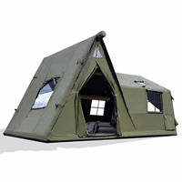 Tente de camping gonflable OEM avec tissu enduit noir, tente pneumatique imperméable pour 6 à 8 personnes, pour le glamping en plein air, avec une conception à deux pièces