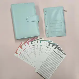 Carteira organizadora de couro PU A6 6 com novo design, carteira de ouro, organizador com zíper, clipes de papel, clipes de papel disponíveis, novidade disponível para inserção em envelopes