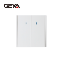 GEYA Interruptores de Pared de Material PC Impermeables Estándar Europeo al por Mayor, Interruptor de Placa de 2 Ganglios 1 Vía/2 Ganglios 2 Vías con Luz LED