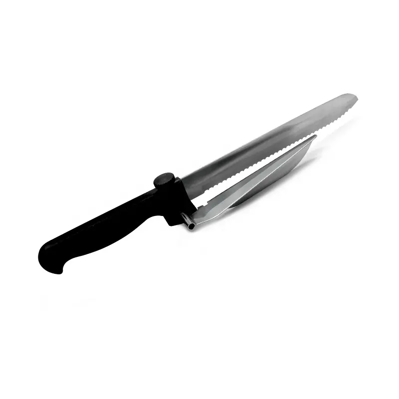 Coltello da taglio con guida per affettatrice regolabile, coltelli da cucina seghettati, coltello da pane seghettato con manico in PP