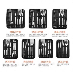 Ensemble d'ustensiles pour barbecue au charbon de bois pour le camping, 38 pièces, outils de grillade en acier inoxydable, accessoires de grillade avec brosse et gants - Product Image 4