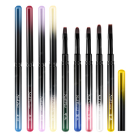 OEM ODM Personnalisé – Lot de 10 Pinceaux à Ongles – Manche Métallique Noir Dégradé – Pointe Ronde – Pour Gel Acrylique et Peinture Artistique
