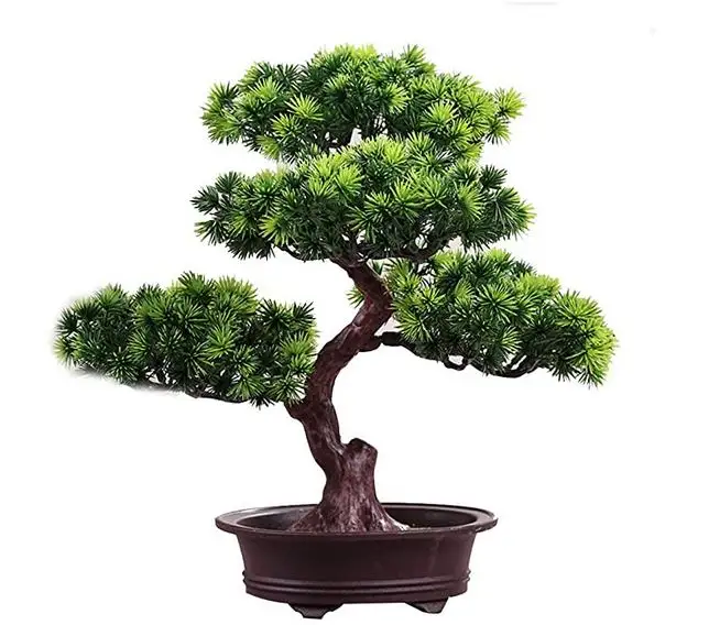 Hot Sale Small Artificial Tree Pine Bonsai Plastic Artificial Plant In Pot Japanese Style For Home Office Decor