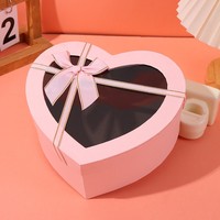 Caja de Regalo Transparente con Ventana para San Valentín, Cumpleaños, Navidad, con Relieve, Biodegradable, de Cartón Corrugado