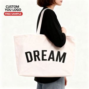 Custom Printed <b>Large</b> Recycle Grocery Tote <b>Bag</b> Heavy <b>Canvas</b> Shopping <b>Bag</b> with Zipper Closure and 10-15KG Capacity - Product Image 2