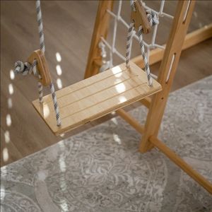 Patio de recreo de madera para interiores de doble cara Montessori Climbing Rock/Net y Pickler Triangle Toys para niños pequeños y escuelas - Product Image 6