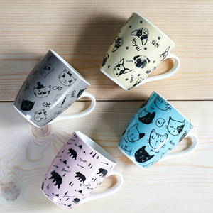 Taza de Café de Cerámica con Diseño Minimalista de Líneas Negras de Animales, Venta al por Mayor de Fábrica, Taza Personalizada con Estampado Completo de Gatos y Perros - Product Image 2