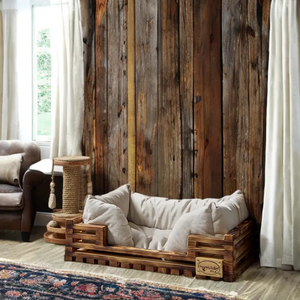 हस्तनिर्मित देहाती शैली लकड़ी के कुत्ते बिस्तर के साथ पर्यावरण के अनुकूल लोफ्ट डिजाइन बिल्लियों के लिए आरामदायक आधुनिक पालतू बिस्तर तकिया - Product Image 5