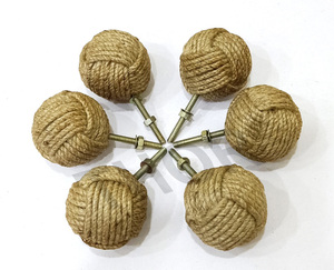 Ensemble de six poignées de tiroir en Jute nautique, naturel, rond, 50mm, boutons de tiroir fantaisie - Product Image 2