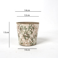 Pot bunga keramik retro bergaya distressed, pot tanaman porselen biru putih sederhana, pot tanaman hijau, vas hias