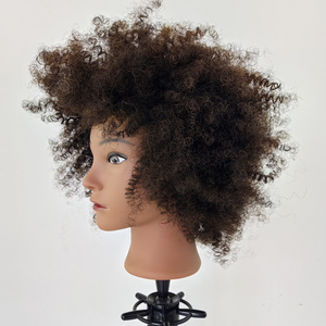 Tête de mannequin afro bouclée de 18 pouces <span class=keywords><strong>pour</strong></span> la pratique du tressage, 100% cheveux humains, poupée d'entraînement en cosmétologie Minkin <span class=keywords><strong>pour</strong></span> <span class=keywords><strong>coiffeur</strong></span> - Product Image 2