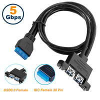 LUNG KAY 0,3 m 2 puertos USB 3,0 a hembra a 20 pines Header Cable de placa base conexión interna Usb3.0 a 20pin/19pin Cable adaptador