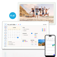 Layar Sentuh WiFi Digital 21,5 Inci, Bingkai Foto, Jam Kalender Pintar Android, MP4, Tampilan Kalender untuk Panti Jompo