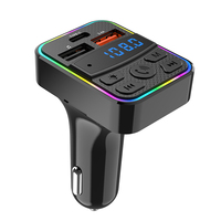 Lecteur MP3 pour voiture, design à branchement direct sur l'allume-cigare, double ports de charge USB, écran d'affichage numérique, lumière ambiante RGB, compatible
