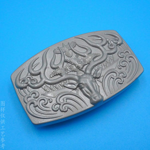 Hebilla de cinturón personalizada de cobre puro forjado con patrón animal, hebilla de placa vintage con relieve 3D para el lugar de trabajo - Product Image 1