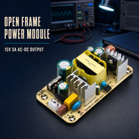 Alimentation à découpage à cadre ouvert personnalisée 15V 3A 45W SMPS AC DC avec carte PCBA pour amplificateur audio, pilote LED, IoT industriel CE