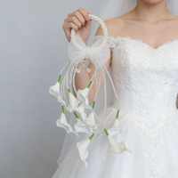 Corona de Flores de Plástico con Cuentas LUYI-Luxury, con Lirios Calla, Elegante Corona Nupcial para Ceremonia de Boda y Graduación