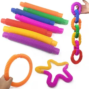 Top Sell Plastic Stress Tube Fidget Pipe Mini Colorful Pop Tube Fidget Toys