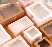 Boîte à biscuits de luxe pour pâtisserie, boîte à clapet de qualité alimentaire en carton ivoire avec fenêtre et pelliculage mat