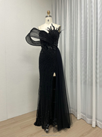 Robes de soirée de luxe vert sauge MY30059-2, haute couture, lourdement ornées de sequins et de perles, avec fente haute, pour fêtes formelles, bals de promo et mariages à Dubaï