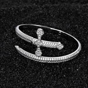 Wholesale Fine Jewelry Hip Hop Diamond Sword of Justice Bracelet <b>Bangle</b> Gold Filled Iced Out Zirconia Cross Bracelets <b>Bangles</b> - Product Image 5