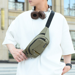 FASHION Men's Chest Bag Y50007 Waterproof Oxford Cloth Leisure Travel Gray Black Military Green Blue - Product Image 4