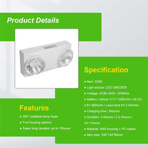 Luz De Emergência Conduzida Recarregável Cabeça Dupla Material De Tuoming Abs Com Bateria - Product Image 2