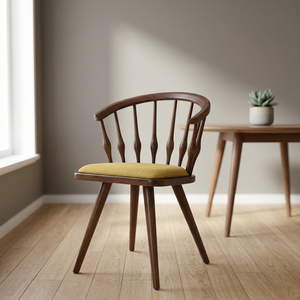 Vintage Solid Wood Dining <b>Chair</b> Upholstered Seat Armchair <b>Retro</b> Restaurant Hotel Furniture - Product Image 2