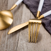 Luxury Custom logo Restaurant Dinnerware Cutlery Dinnerware Spoon Fork Knife White Gold Stainless Steel 18/10 Flatware Sets