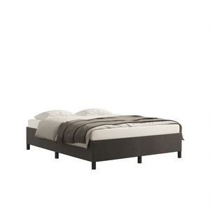 โครงเตียงหุ้มกำมะหยี่สีเทาเข้ม ทำจากไม้เอ็นจิเนียร์ พร้อมที่เก็บของเต็มตัว เตียงนุ่มสไตล์โมเดิร์น เฟอร์นิเจอร์ห้องนอน - Product Image 1