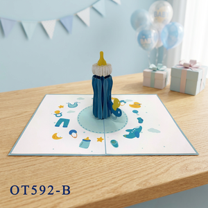 Carte de vœux 3D pop-up en forme de biberon de lait pour bébé, faite à la main, découpe laser personnalisée, kirigami, amour, imitation antique, souvenir en papier, 120x170mm - Product Image 2