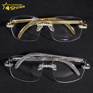 Fast Shipping Hip Hop <strong>Fashion</strong> <strong>Glasses</strong> Copper CZ Frame Fully Iced Out Legs Cheapest Price Decoration <strong>Glasses</strong> Wholesale Price - Product Image 1