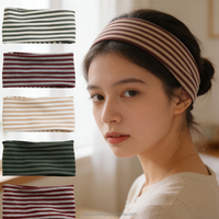 Bandeau de sport/yoga/spa antidérapant réutilisable en tricot à rayures horizontales pour unisexe, idéal pour le lavage du visage et le maquillage, option logo personnalisé