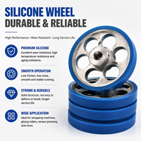 Roue industrielle résistante aux hautes températures, recouverte de silicone bleu, à faible bruit, rouleau d'entraînement robuste avec noyau métallique de précision