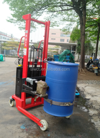 Pengangkat Drum Hidrolik Semi Elektrik 350kg Bertenaga Baterai, Dapat Dipindahkan, Dapat Diangkat dan Dimiringkan