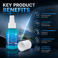 Agent anti-buée 50 ml, nettoyant pour vitres de voiture, spray pour pare-brise, miroir, fenêtre, visière, revêtement anti-buée pour une visibilité claire