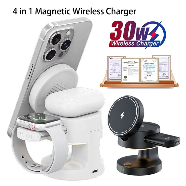 25W Magnetic Wireless Charger Stand Microphone for iPhone 17/16/15/14/13 for S24/S23 for Watch for Pro Fast Charging