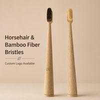 Brosse à dents 100% naturelle avec poils durs en crin de cheval et en poils de porc, biodégradable et organique pour adultes - Usage domestique